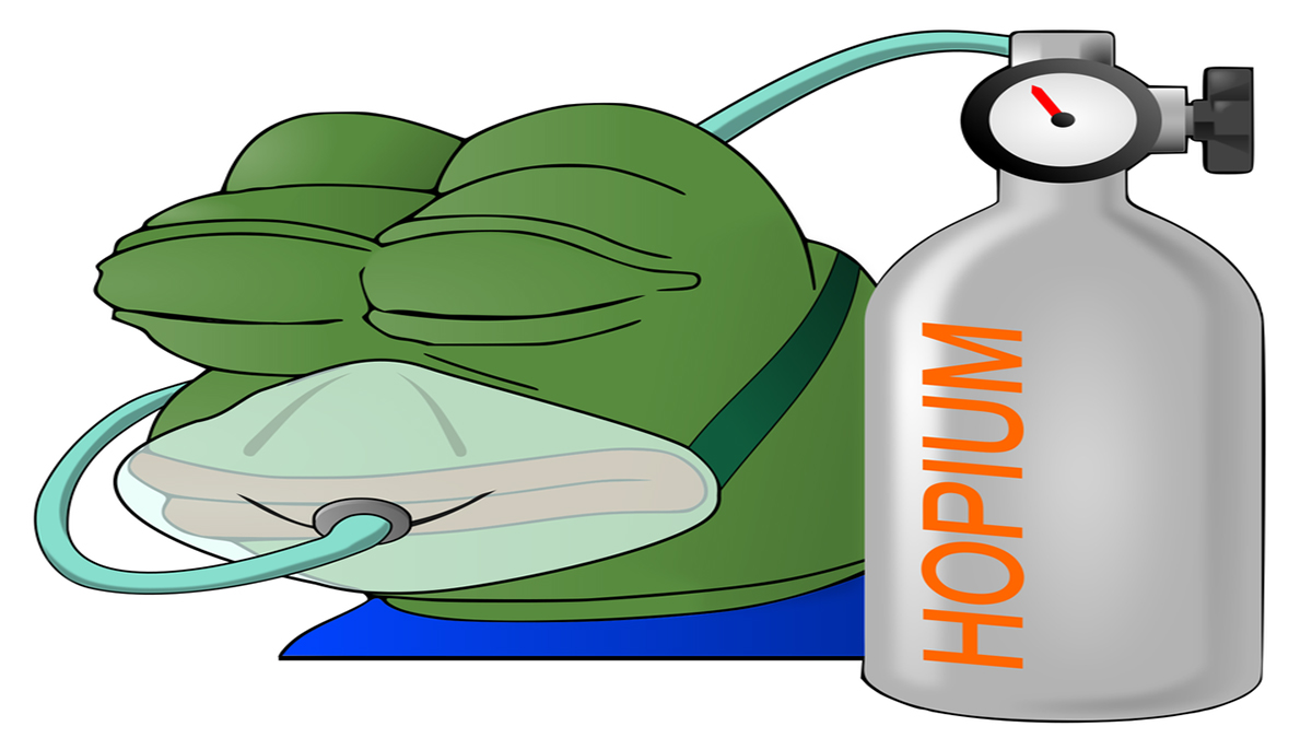 Hopium believer inhaling pure hope